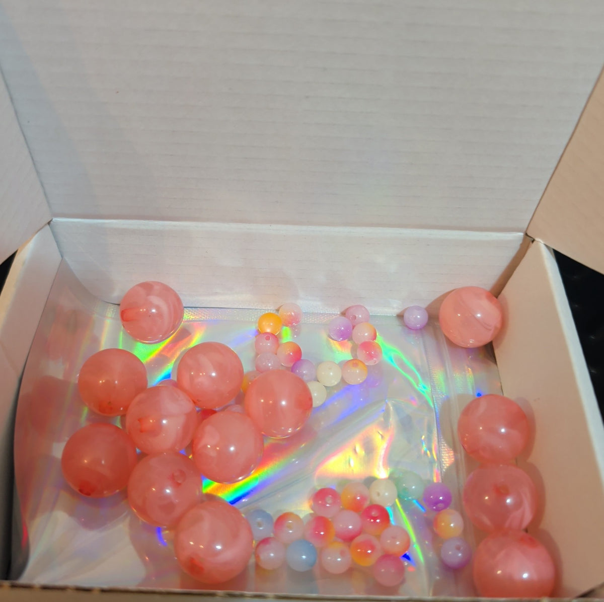 Mixed Pre-Drilled Round Plastic Beads 3oz Lot Pink Yellow Blue Craft