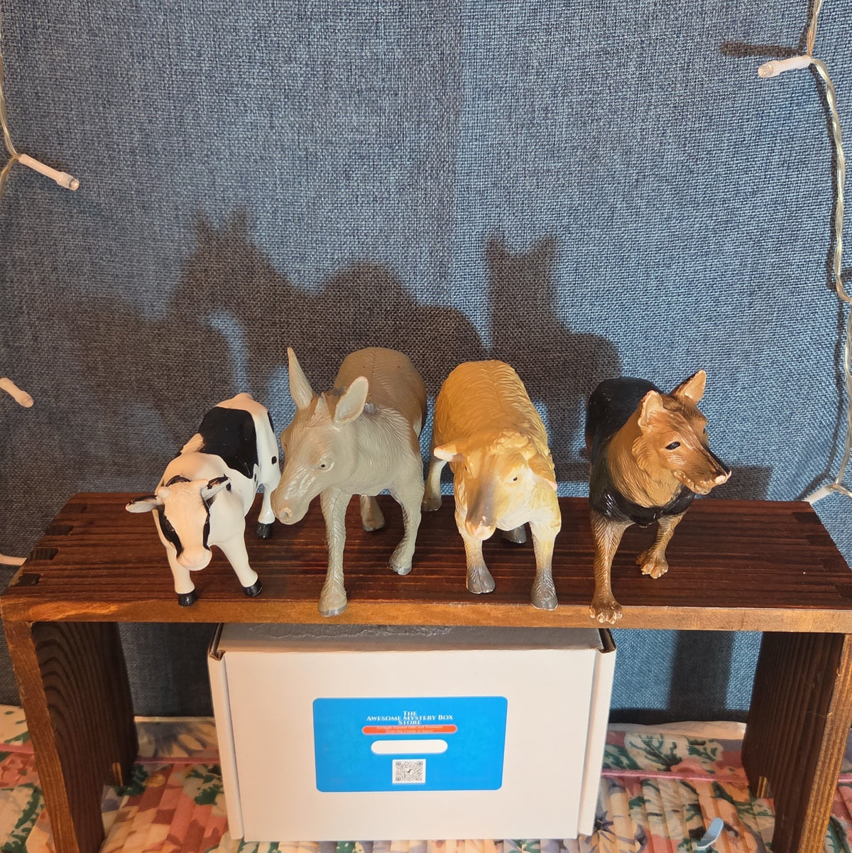 Plastic Animal Figure Lot 4 Farm Cow Sheep Dog Donkey
