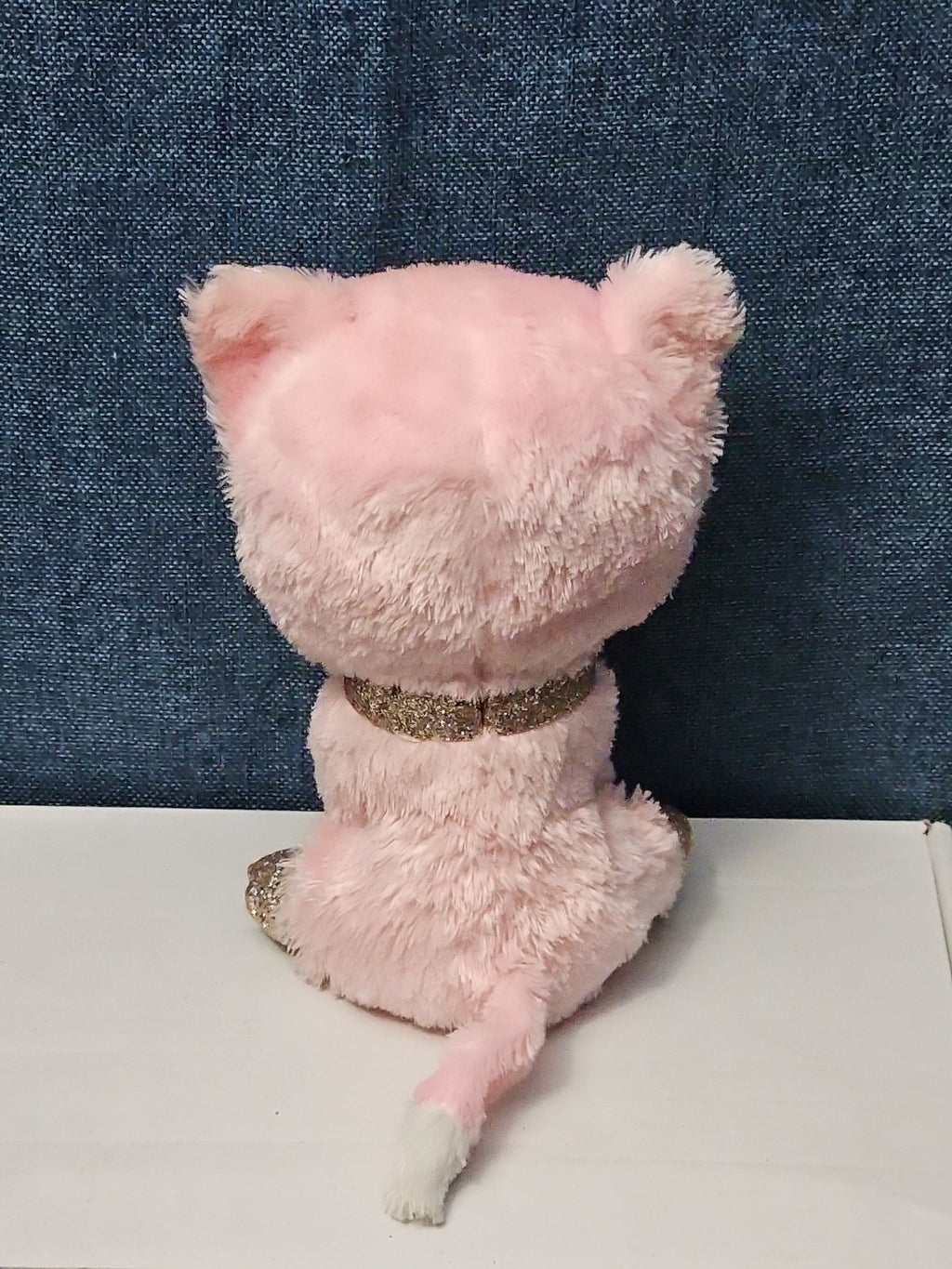 Ty Beanie Boos Fiona Pink Cat Plush | Glitter Eyes & Gold Feet | 6-9"