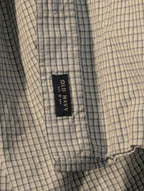 Old Navy Button Down Shirt Men's Large Blue White Grid Check Casual Cotton