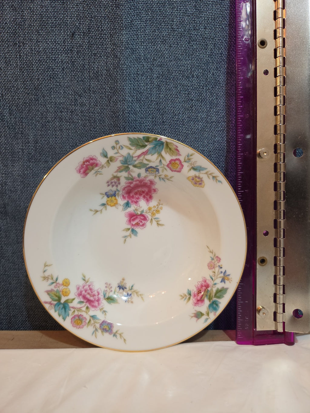 Noritake Peony 5053 China 7.5" Soup Bowl Floral Gold Rim Vintage