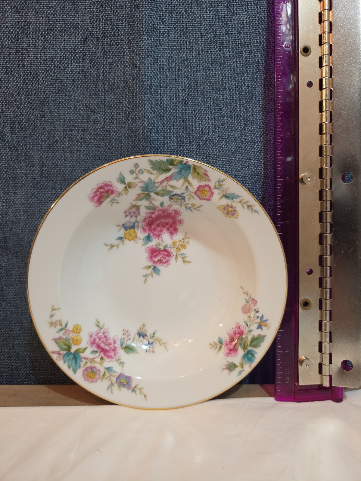 Noritake Peony 5053 China 7.5" Soup Bowl Floral Gold Rim Vintage