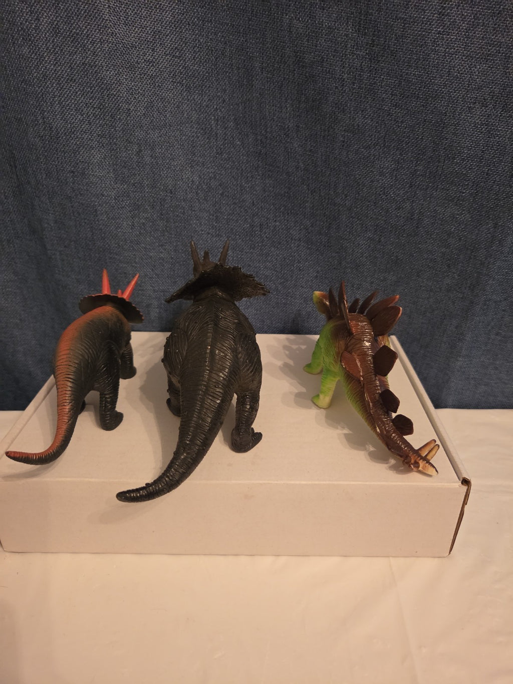 Dinosaur Toy Figures Lot of 3 Triceratops Stegosaurus Vintage Plastic Toy
