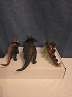 Dinosaur Toy Figures Lot of 3 Triceratops Stegosaurus Vintage Plastic Toy