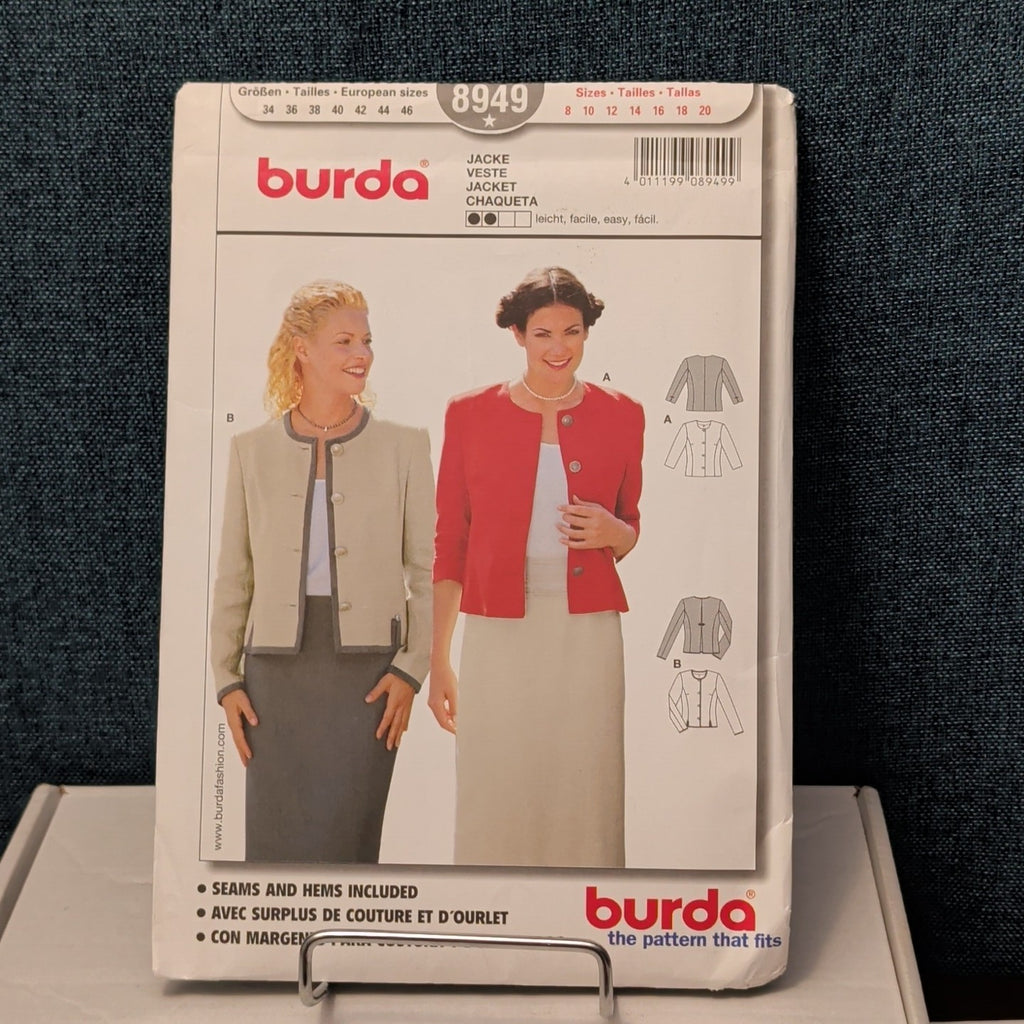 BURDA 8949 Misses Jacket Sewing Pattern | Sizes 8-20 | Easy Chanel Style UNCUT
