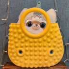 Large Yellow Pop Fidget Toy Silicone Handbag Tote Blue Eyes Kidcore