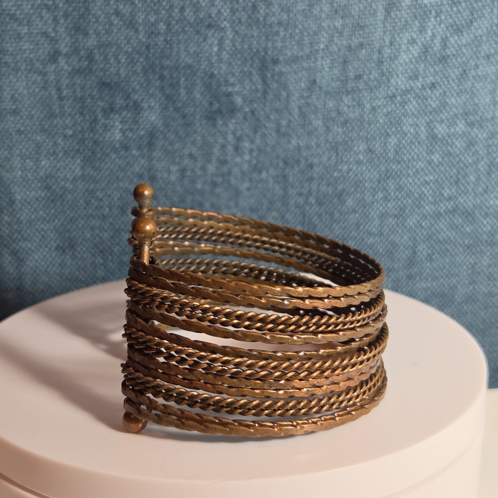 Brassy Color Dingle Hingled Bracelet Unmarked  14 Layers Dingle Together