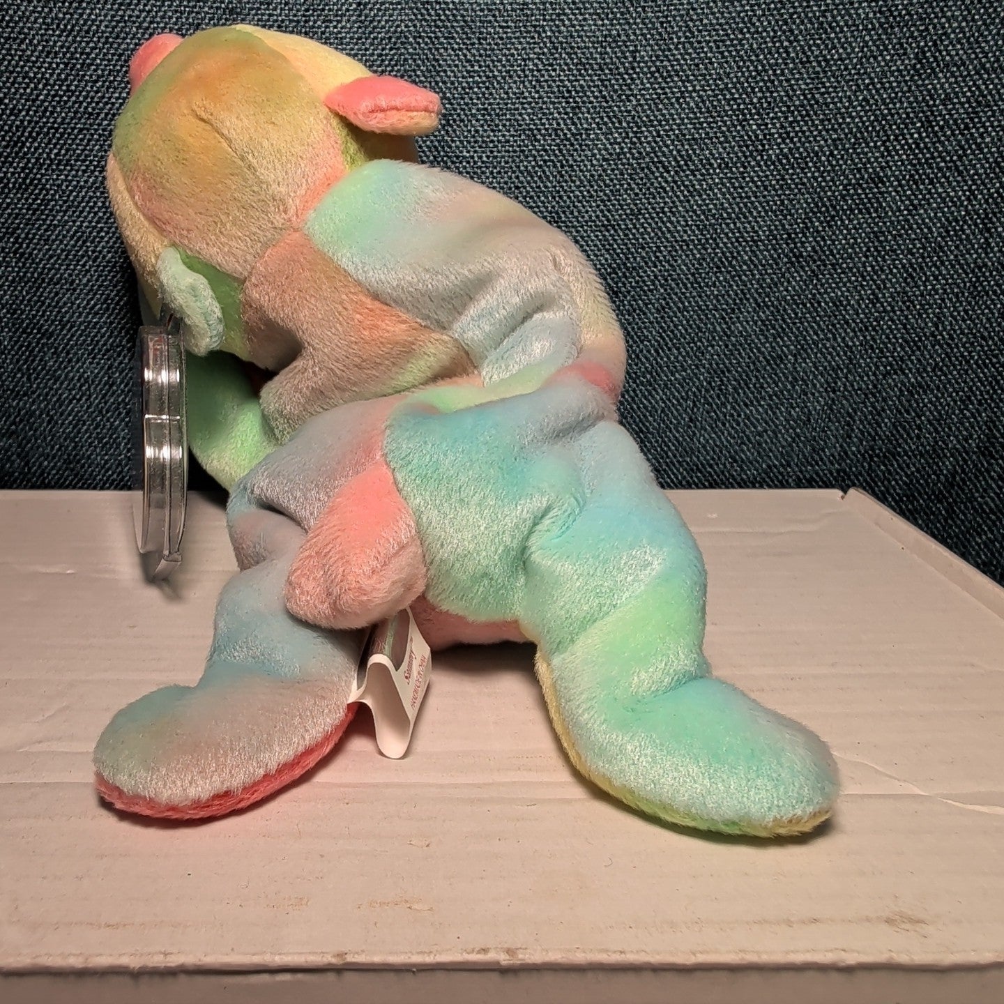 Sammy TY Beanie Baby 1999 Retired Tie-Dyed Multicolor Bear w/ Protector