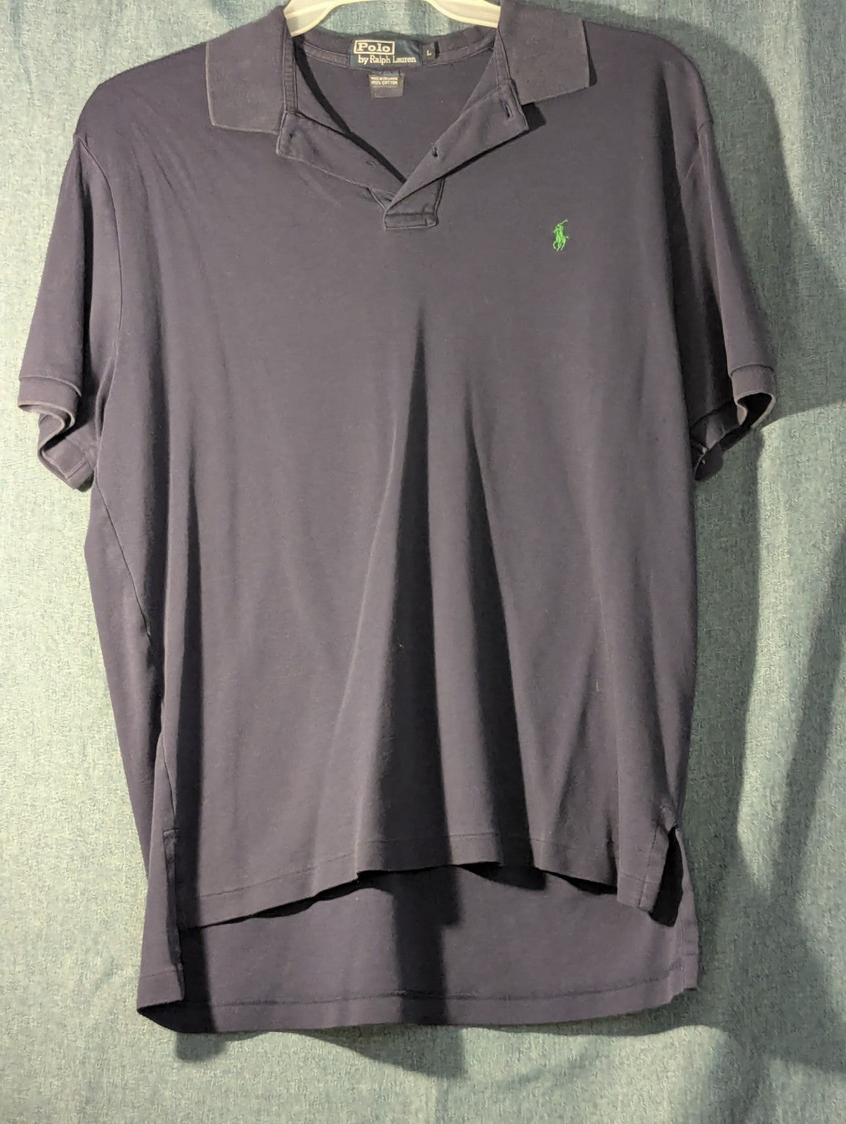 Vintage 90s Polo Ralph Lauren Shirt Men's L Navy Blue Green Pony Logo