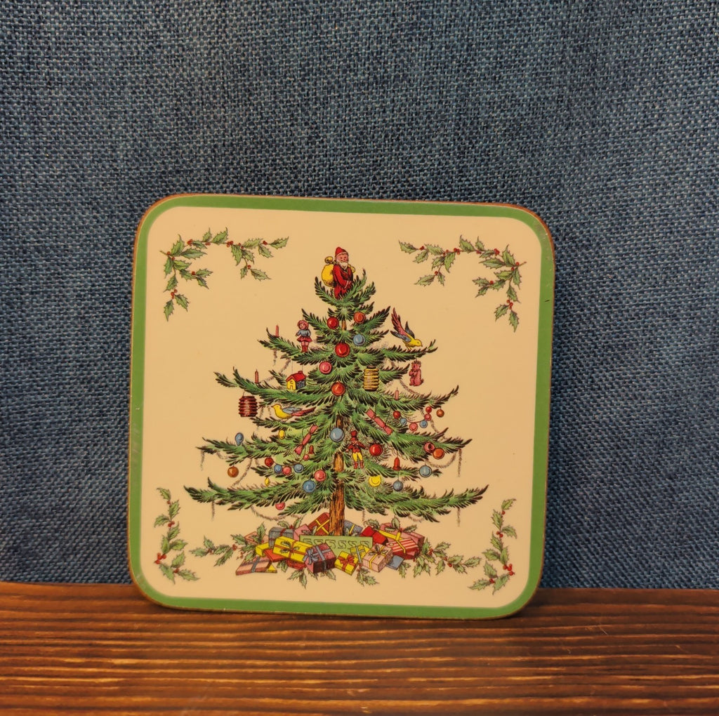 Christmas Tree Cork Back Coaster Holiday Decor Single