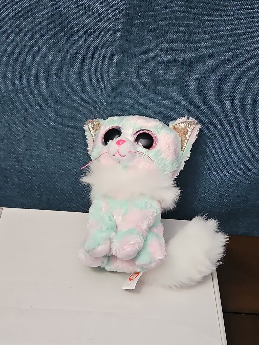 TY Beanie Boos Opal Cat Plush 6" | Pastel Pink & Green Tie Dye Kitty | No Tag