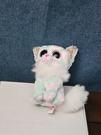 TY Beanie Boos Opal Cat Plush 6" | Pastel Pink & Green Tie Dye Kitty | No Tag
