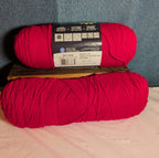 Red Heart Super Saver Cherry Red Yarn Lot 2 Skeins Worsted E300 New & Used
