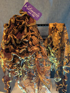 Laurena by LJL Metallic Lace Scarf Wrap Henna Rust Ruffled Boho NWT 63x23