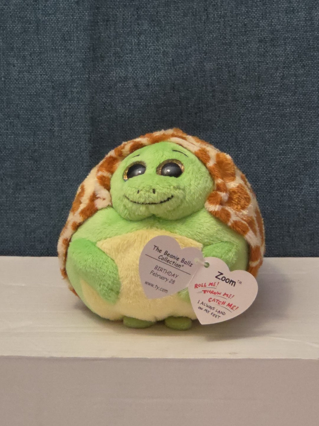 Ty Beanie Ballz Zoom the Turtle Plush Weighted Lands on Feet 2011 Retired MWMT