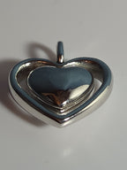 Double Heart Pendant Silver Tone Puffed Charm Y2K