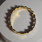 Hinged White Clover Bangle Bracelet Gold Tone Enamel