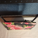 Juicy Couture Rose Floral Zipper Pouch Card Holder Black Pink Y2K