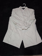 Rachel Zoe Open Front Blazer Women's S White Black Check 3/4 Sleeve Ruche Size L