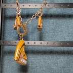 High Heel Shoe Pendant Necklace Gold Tone Rhinestone Y2K