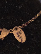 Lia Sophia Blue Bead Double Loop Necklace Antique Gold Tone Boho