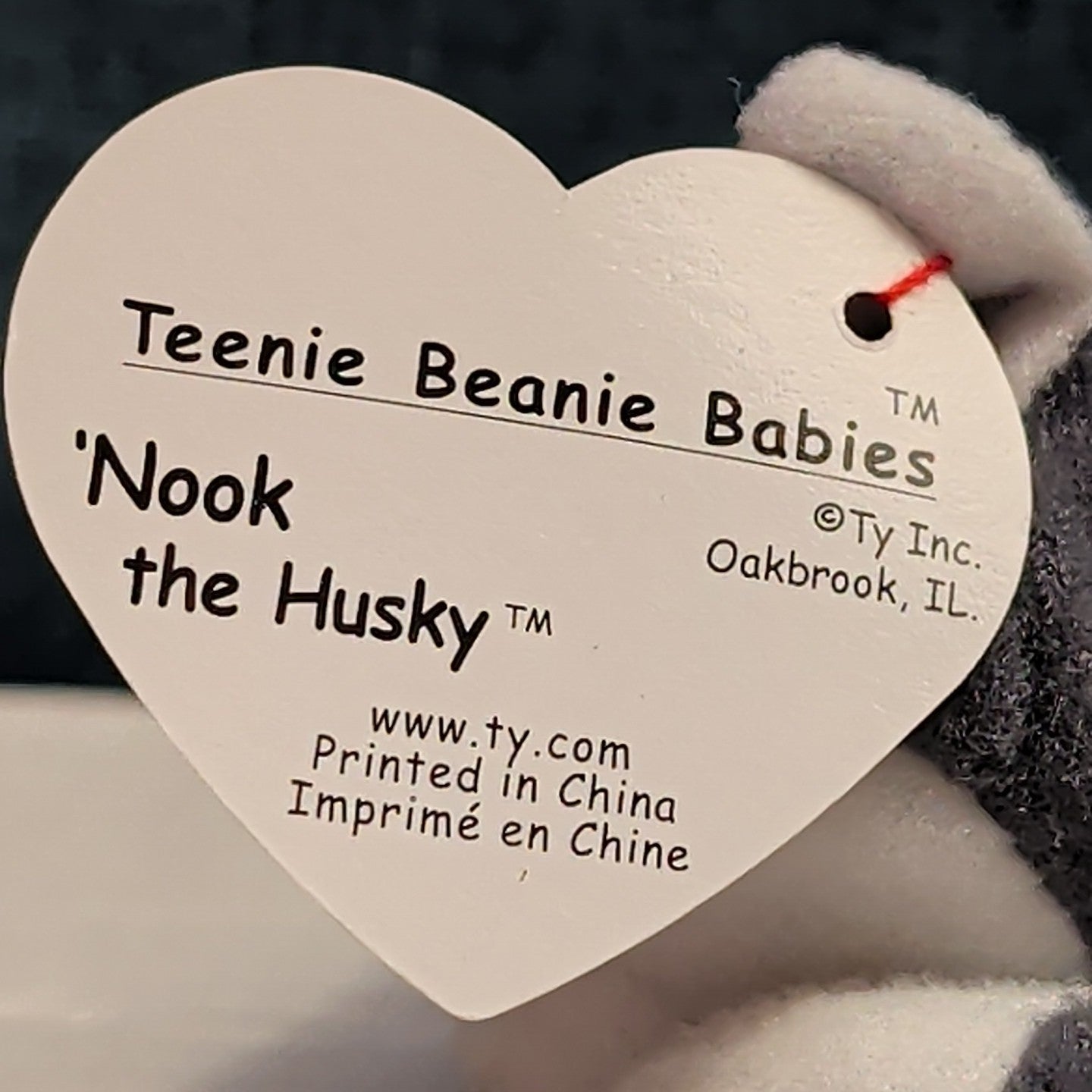 Ty Teenie Beanie Baby Nook the Husky 1999 McDonald's Plush Dog Grey White Tag