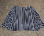 Counterparts Striped Blouse Women XL Black White Long Sleeve Top