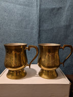 6 Vintage Etched Brass Mugs | Saudi Souvenir Goblets | Schree Amber  & Co.