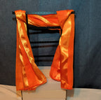 Vintage Orange Striped Scarf Sheer Satin Oblong Rectangular Wrap Retro