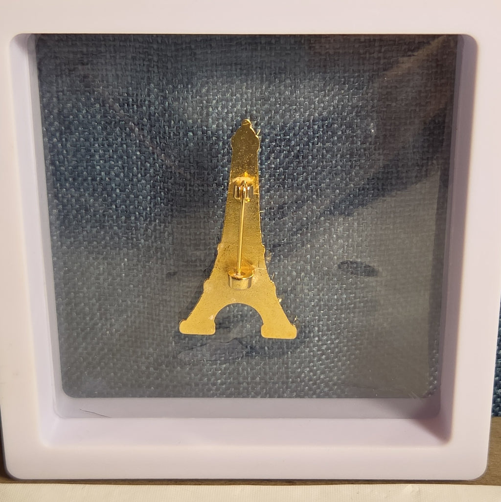 Paris Eiffel Tower Enamel Metal Brooch Vintage Pin