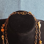 Earth Tone Bead Coppertone Chain Necklace Boho 70s Vibe