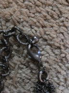 Black Crystal Pearl Necklace Chunky Bib Pendant Antique Chain