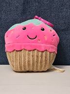 Dan Dee Cupcake Plush Keychain | Pink Happy Face Bag Clip | Kawaii Food Stuffed