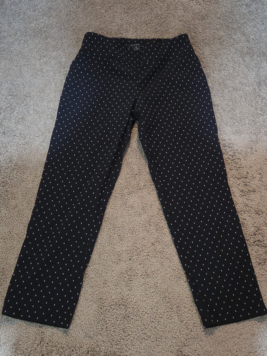 Zac & Rachel Pants 12 Black White Polka Dot Pull On Stretch