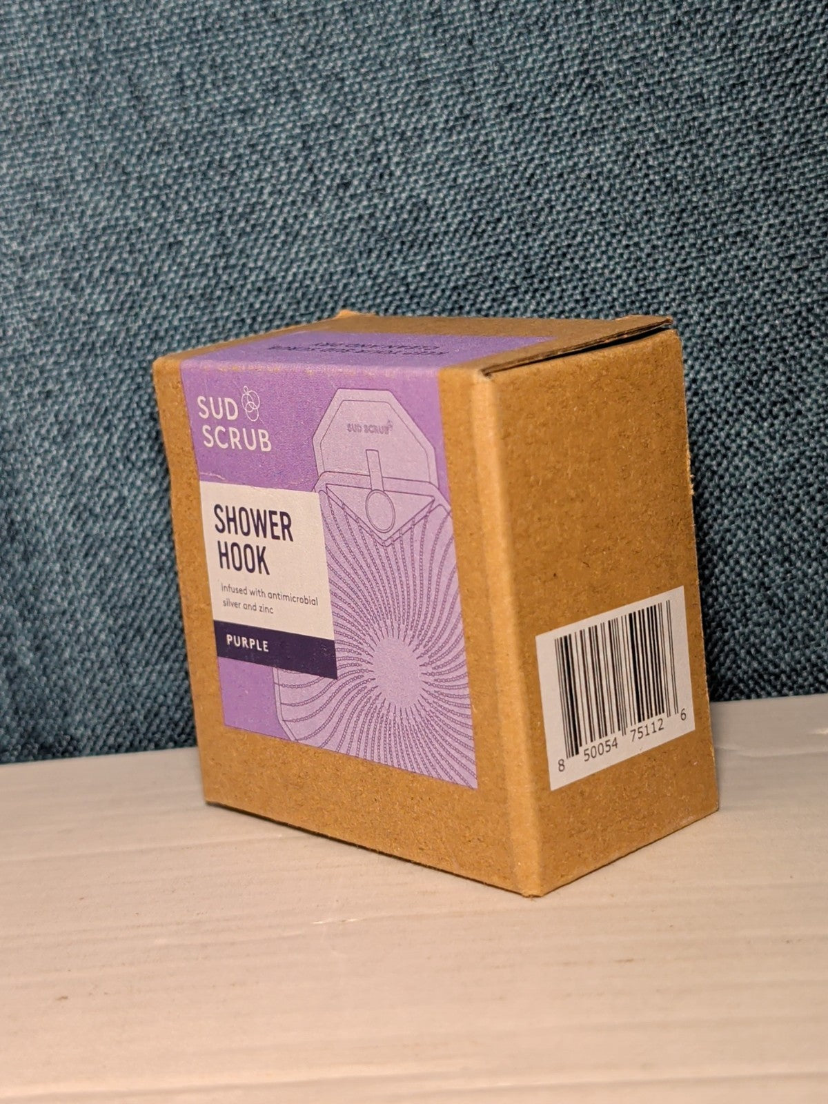 NEW Sud Scrub Antimicrobial Shower Hook Purple | Adhesive Rust-Resistant Holder