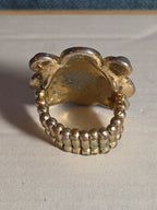 Sarah Coventry Pearl Rhinestone Flower Ring Vintage  Adjustable