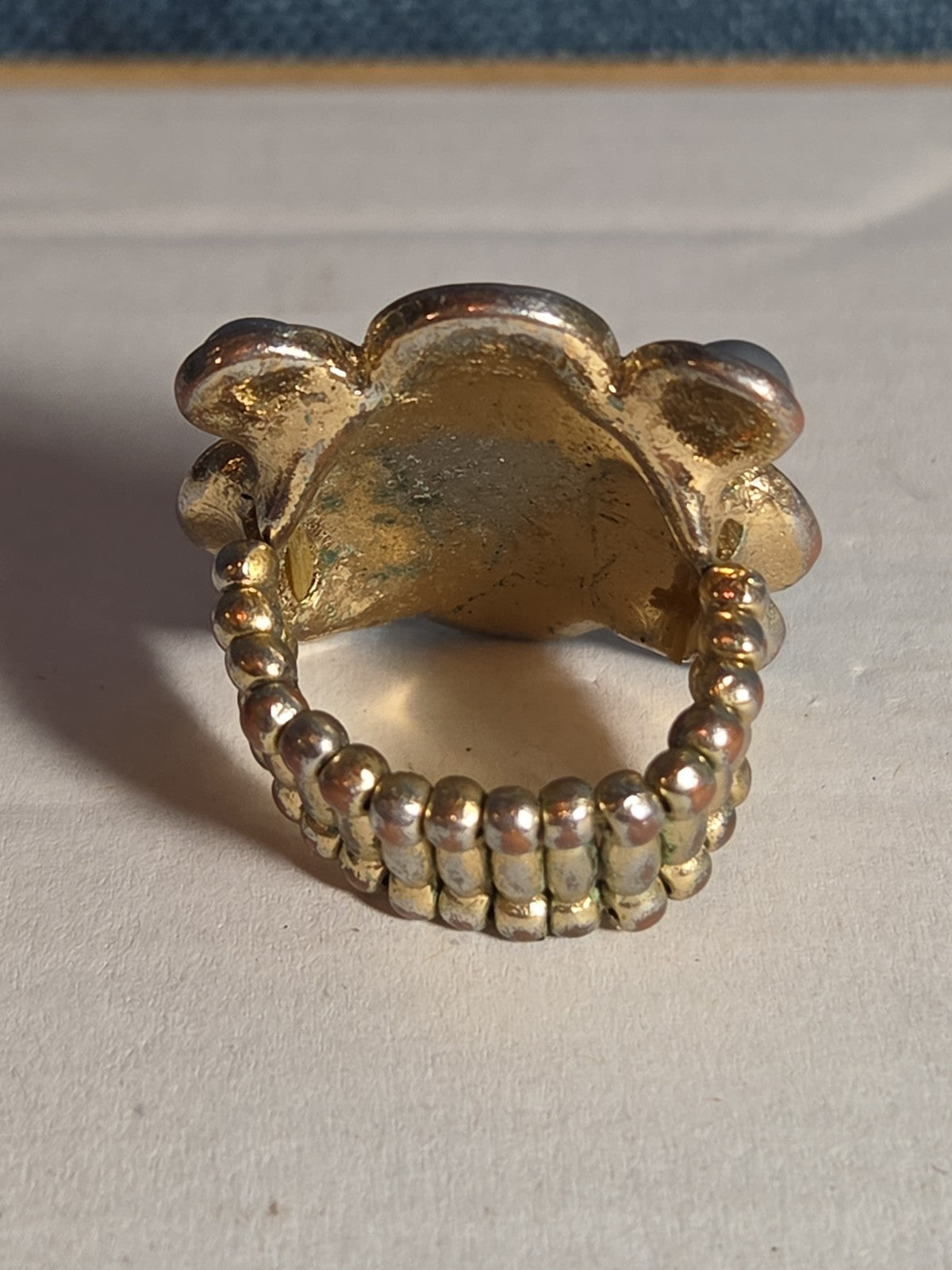 Sarah Coventry Pearl Rhinestone Flower Ring Vintage  Adjustable