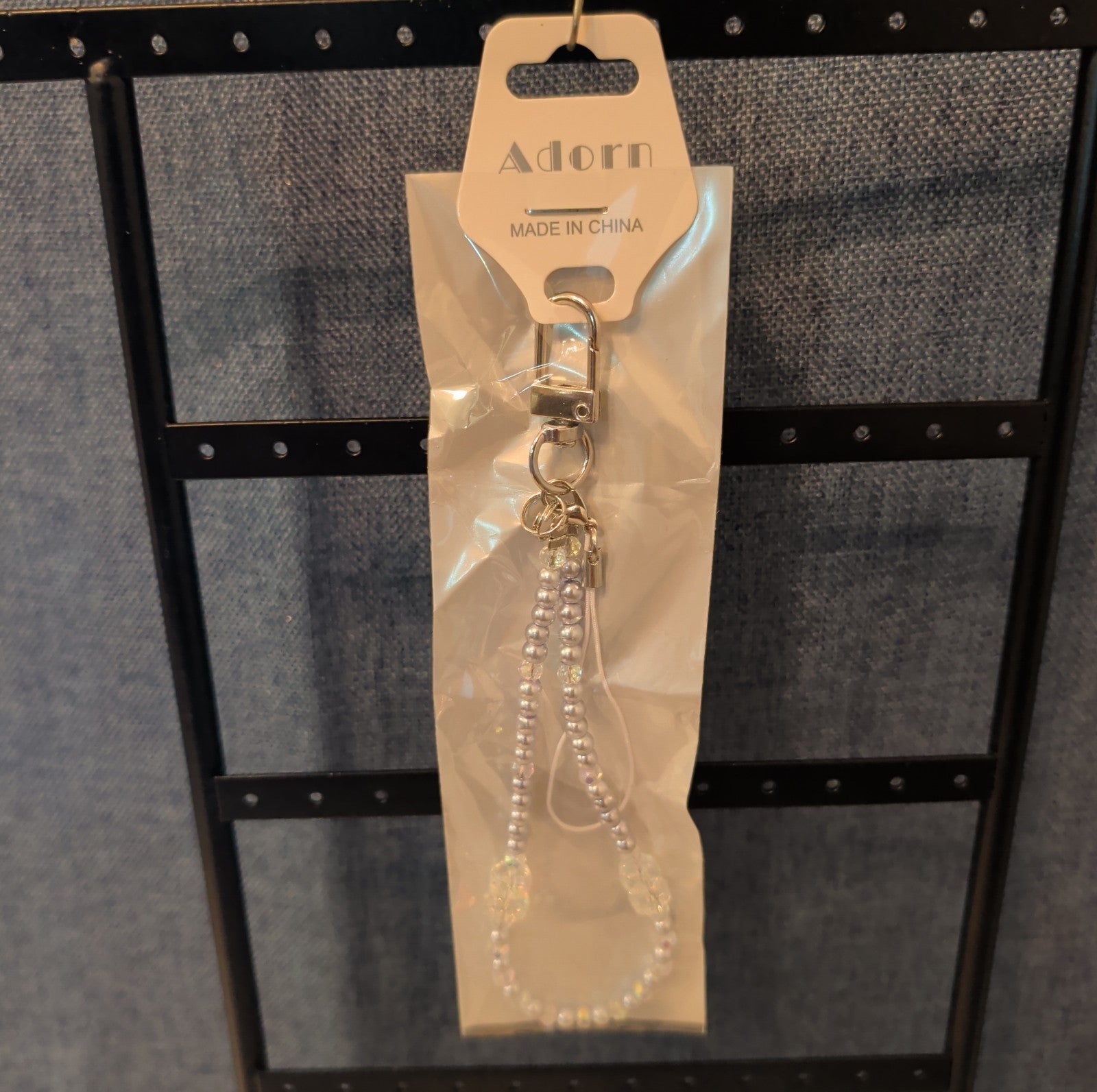 Adorn Beaded Phone Strap Charm Pearl Glass Crystal Y2K Keychain New Card