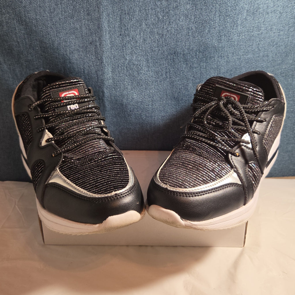 Ecko Red Black Glitter Sneakers 8.5 Georgina Shimmer Low Top Athletic Shoes