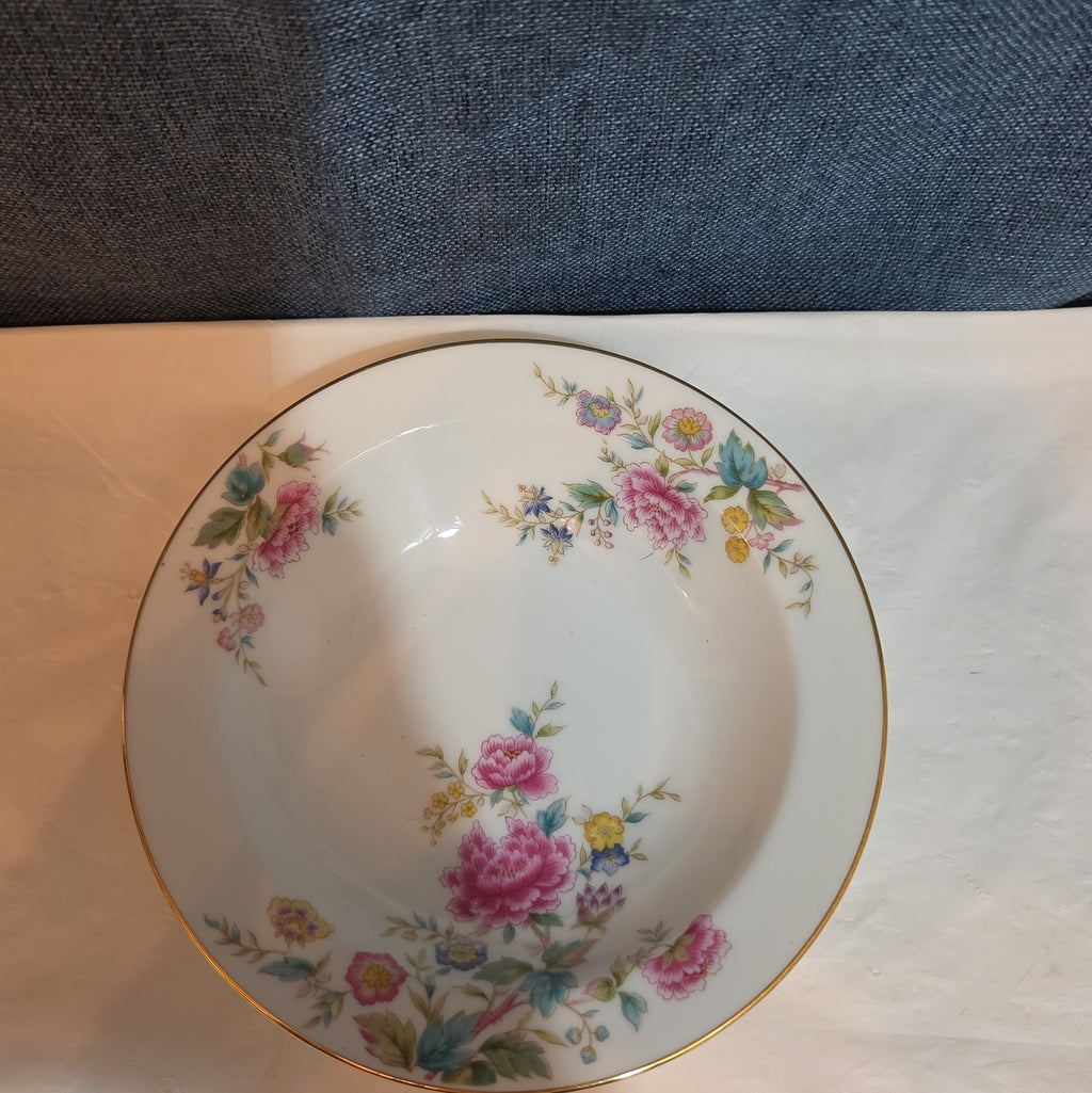 Noritake Peony 5053 China 7.5" Soup Bowl Floral Gold Rim Vintage