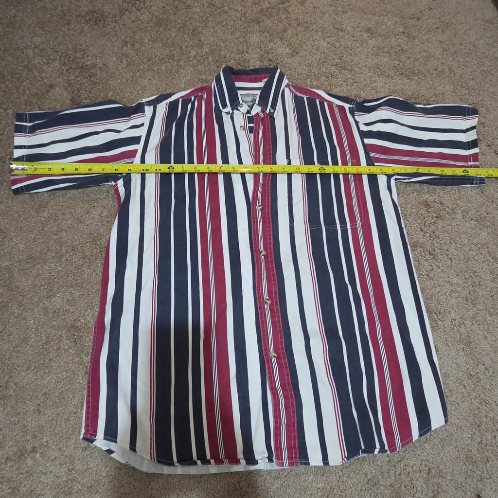 Pine Grove Striped Button Down Shirt Cotton Vintage 90s Retro Men Size M