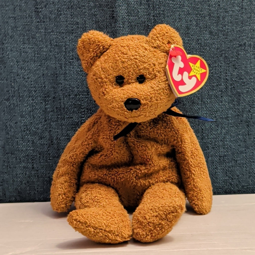 Ty Beanie Baby Fuzz Bear 1999 Retired MWMT P.E. Pellets Holographic Tag Vintage