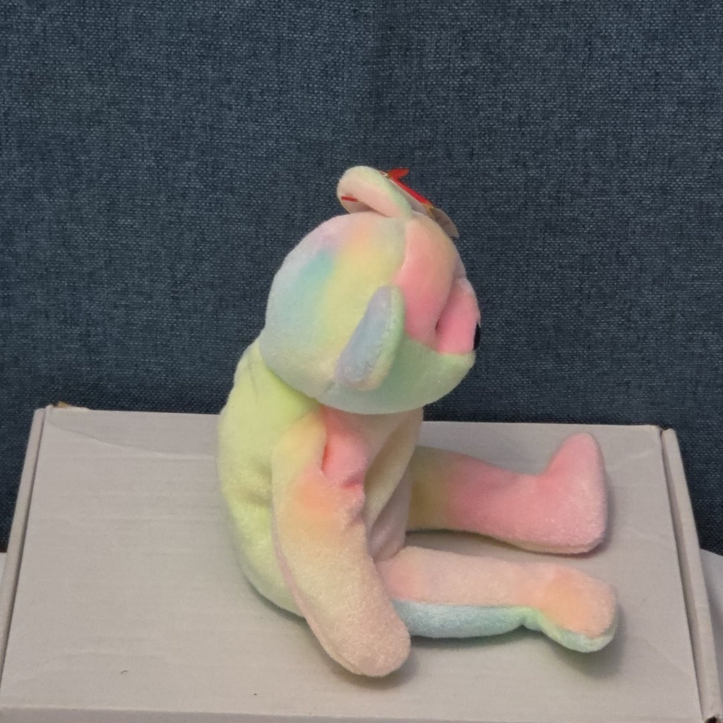 TY Beanie Baby B.B. BEAR The Birthday Bear 1999 | Pastel Tie-Dye | Mint Tags NEW