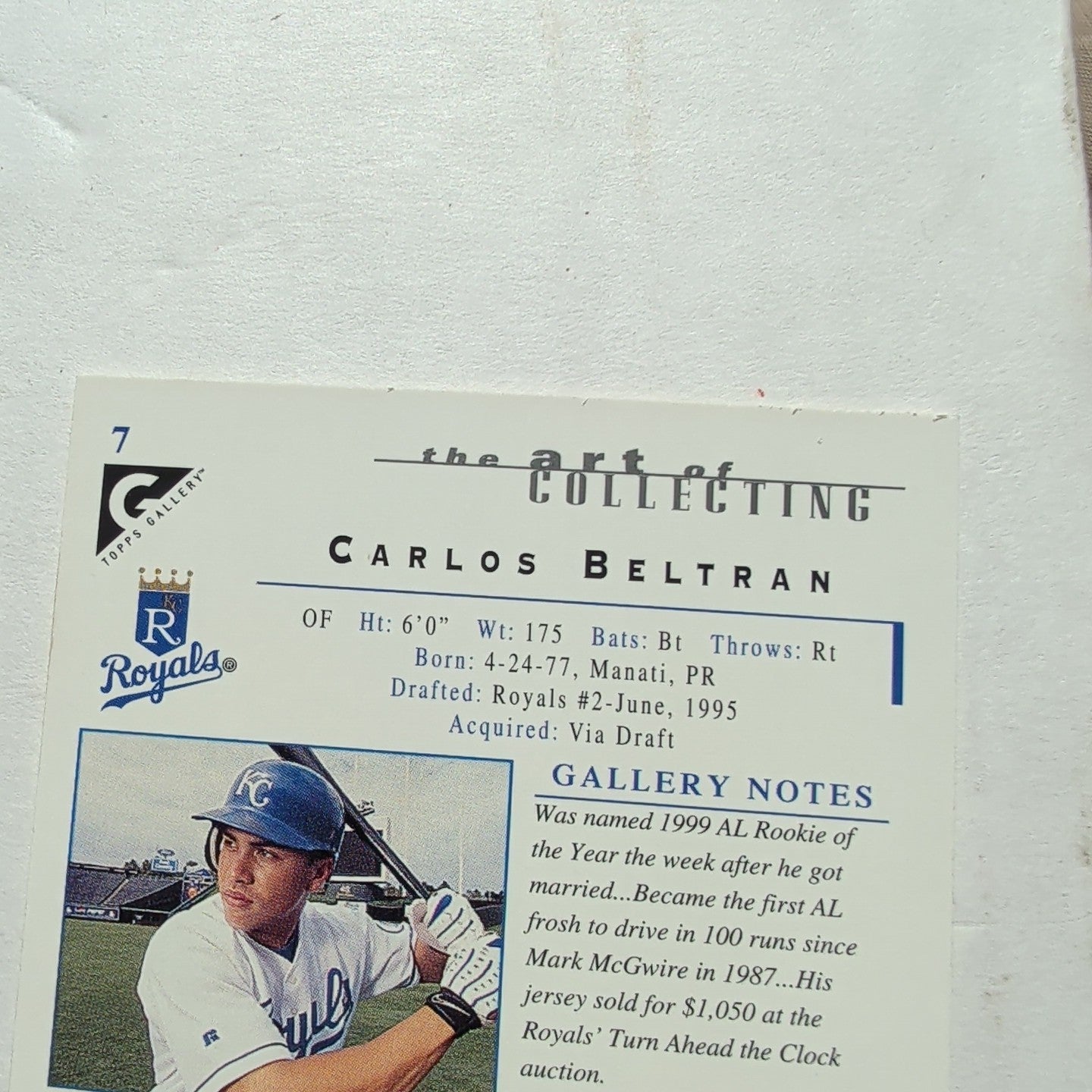 2000 Topps Gallery Carlos Beltran #7 Royals Canvas 1999 ROY HOF Vibe
