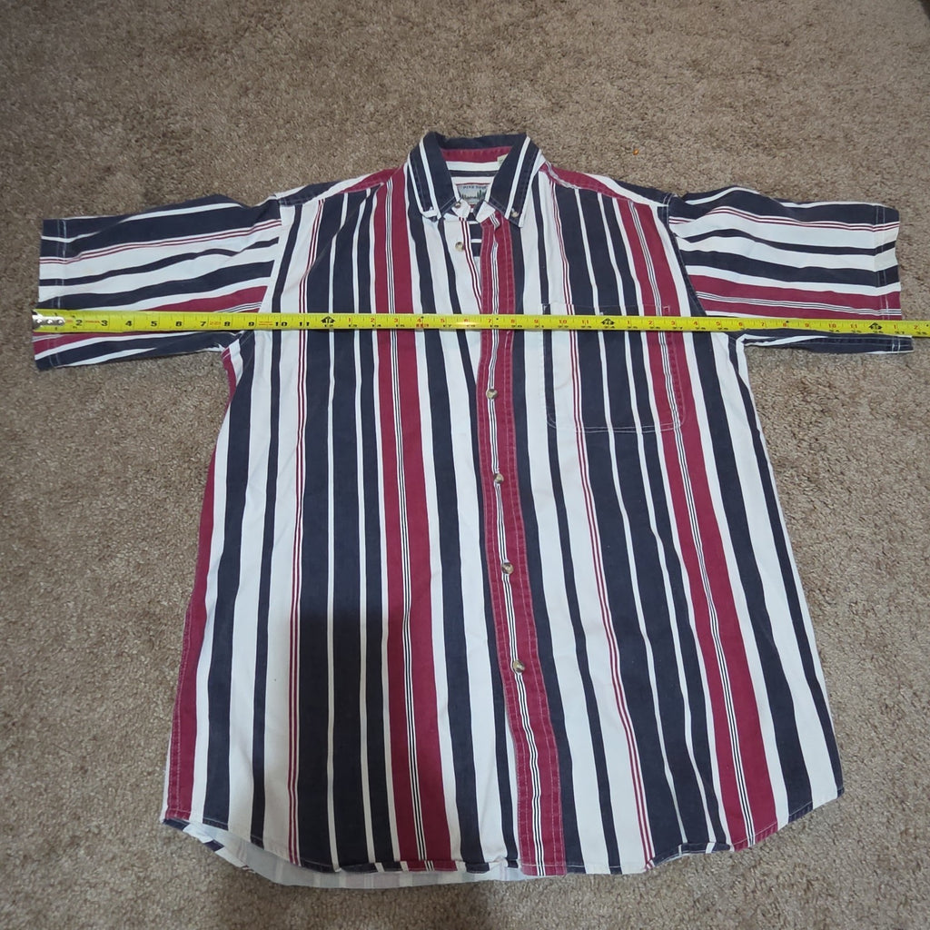 Pine Grove Striped Button Down Shirt Cotton Vintage 90s Retro Men Size M