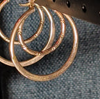 Double Hoop 925 Sterling Silver Textured Y2K