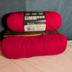Red Heart Super Saver Cherry Red Yarn Lot 2 Skeins Worsted E300 New & Used