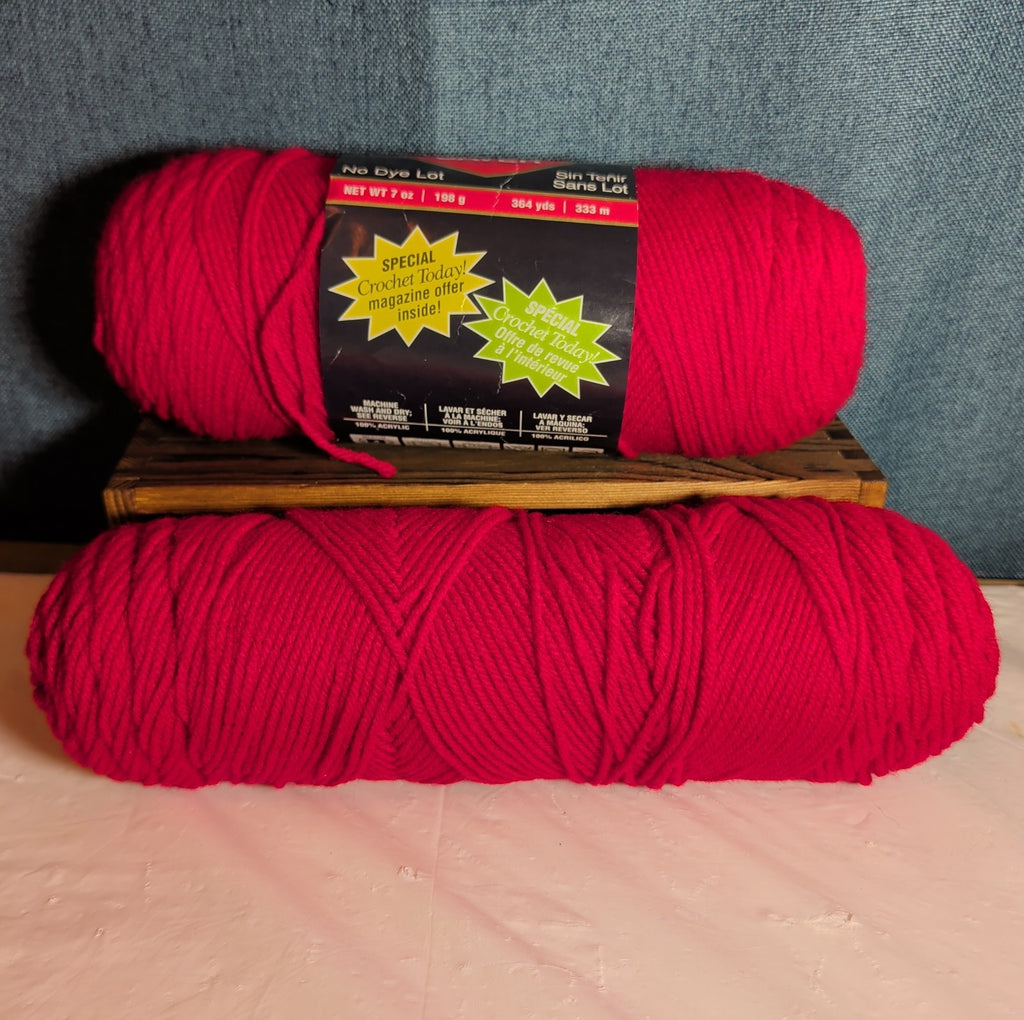 Red Heart Super Saver Cherry Red Yarn Lot 2 Skeins Worsted E300 New & Used