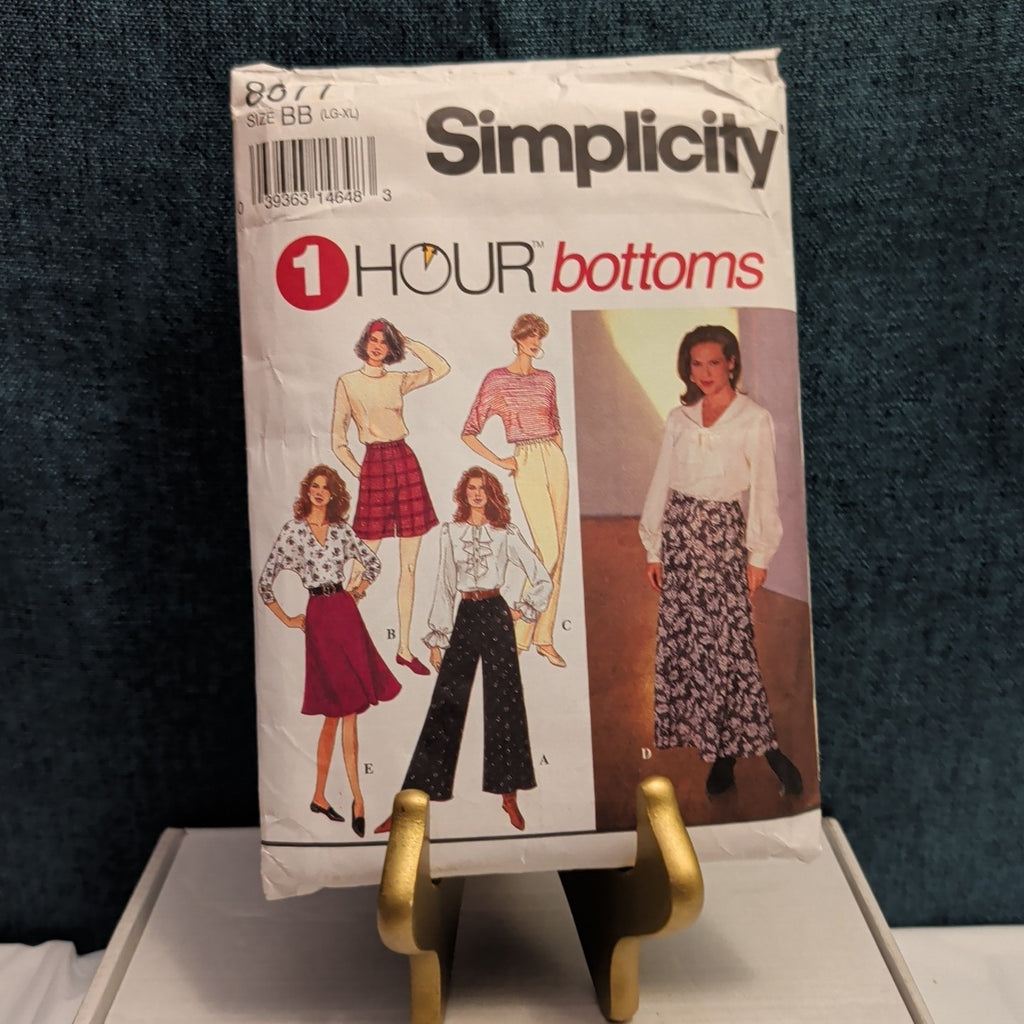 Simplicity 8677 Pattern Wide Leg Slim Pants Skirt Shorts 1989 Size BB LGXL Uncut