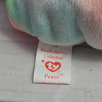 Ty Beanie Baby Peace Bear 1997 Retired - Unique Pastel Tie Dye Tag Protector